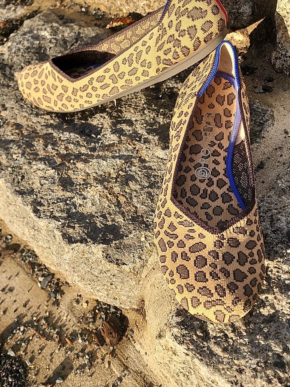 Rothys Leopard Knit Ballet Flats with Blue Trim 11 - Picture 2 of 12